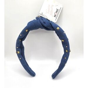 Scunci x Tamera Mowry Imitation Denim Blue Headband with Gold Studs Rhinestones